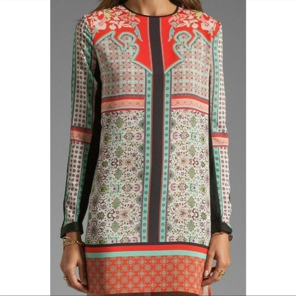 Clover Canyon Old Cow Hand Black Red Printed Long Sleeve Shift Dress - Picture 2 of 11